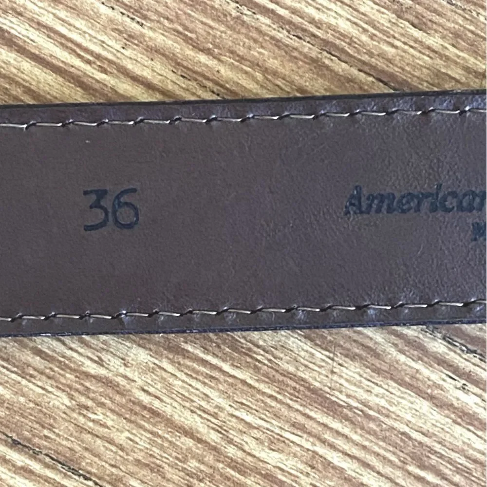 TORINO - Brown Leather Brass Buckle Belt - size 36